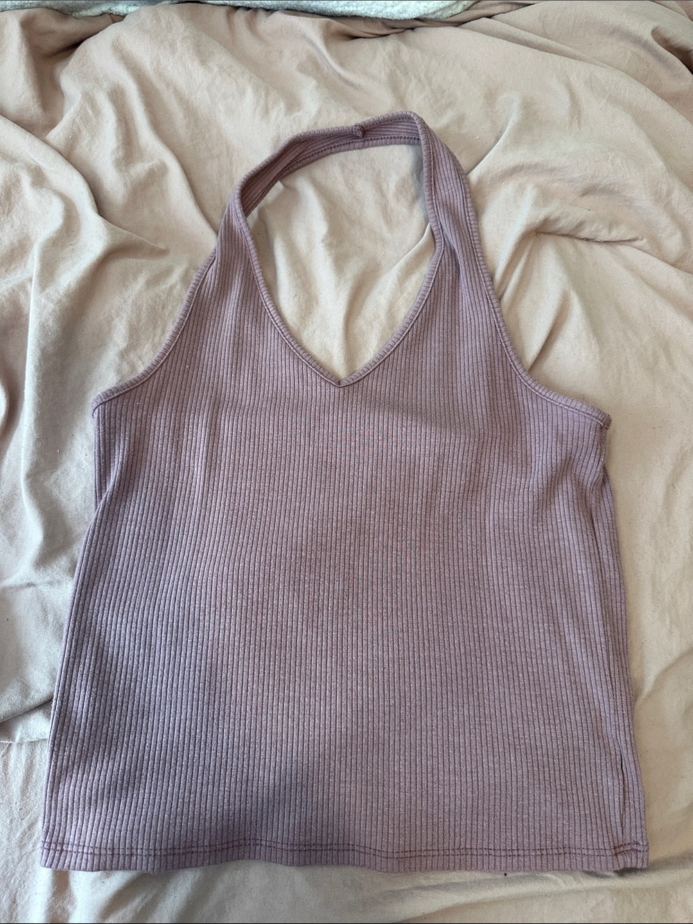 American Eagle Outfitters Ribbed V-Neck Halter Tank - purple/pink